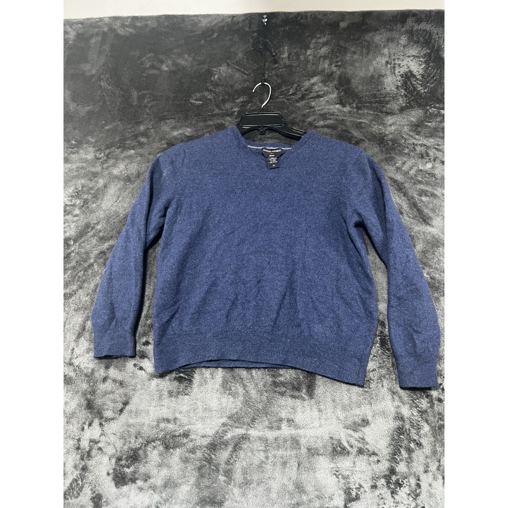 Banana Republic Men's XL/LG Merino Wool Crew Neck Sweater Blue Knit Pullover